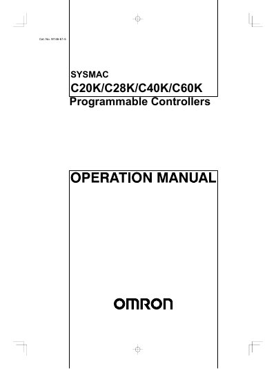 Omron SYSMAC C20K/C28K/C40K/C60K Programmable Controllers Operation Manual