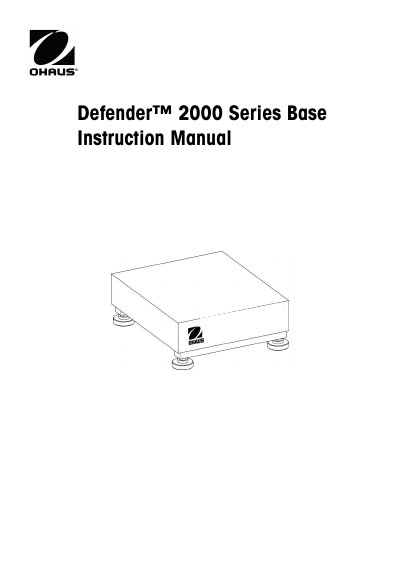 Ohaus Defender 2000 Series Base Instruction Manual - cover page