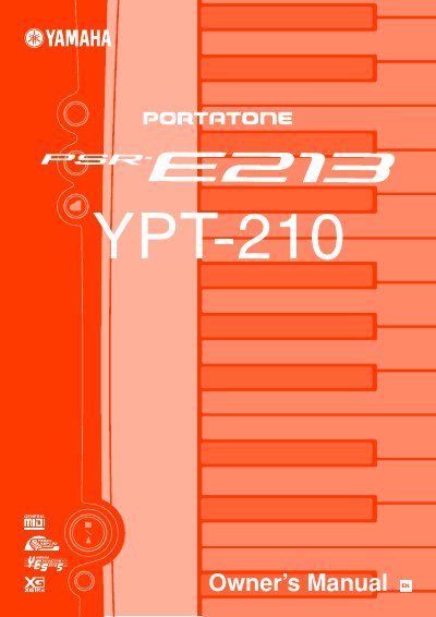 Yamaha YPT-210 Keyboard Owner's Manual