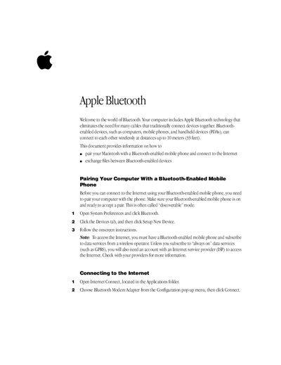 Apple Bluetooth Technology User Guide - cover page