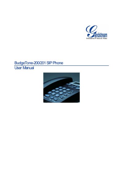 Grandstream BudgeTone-200/201 SIP Phone User Manual - cover page