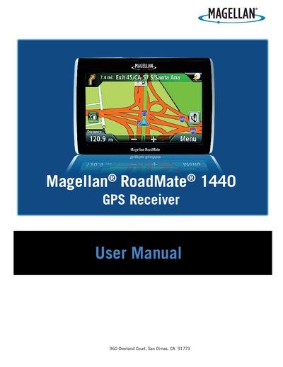Magellan RoadMate 1470 GPS Receiver User Manual(1) - cover page
