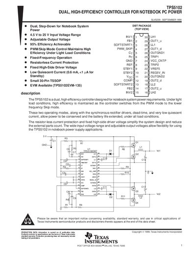 Texas Instruments TPS5102 Dual High-Efficiency Controller Datasheet - cover page