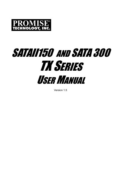 Promise SATAII150 and SATA300 TX Series User Manual - cover page