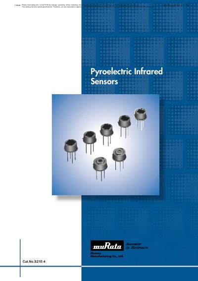Murata S21E-4 Pyroelectric Infrared Sensors Catalog - cover page