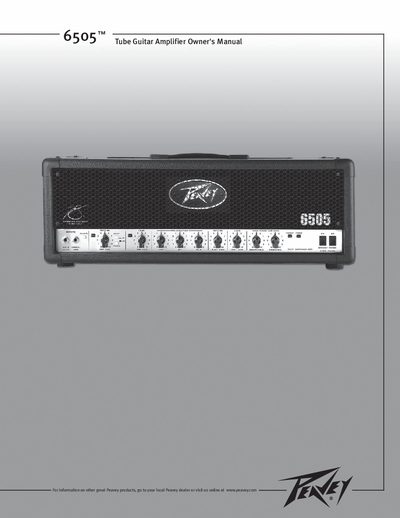 Peavey 6505 Tube Guitar Amplifier Owner's Manual - cover page