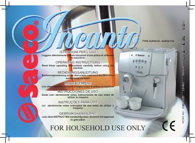 Saeco SUP021R SUP021YR Espresso Machine User Guide - cover page