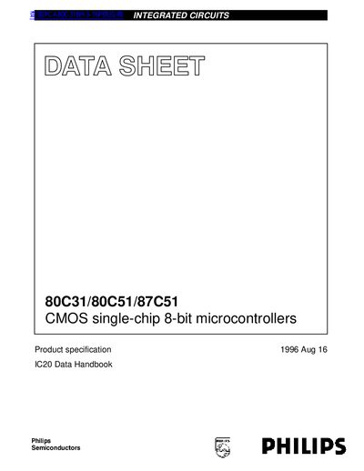 PHILIPS 80C31/80C51/87C51 CMOS single-chip 8-bit microcontrollers handbook