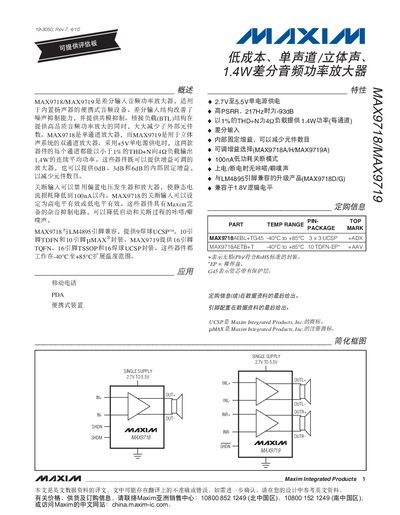 Maxim MAX9718/MAX9719 Datasheet - cover page