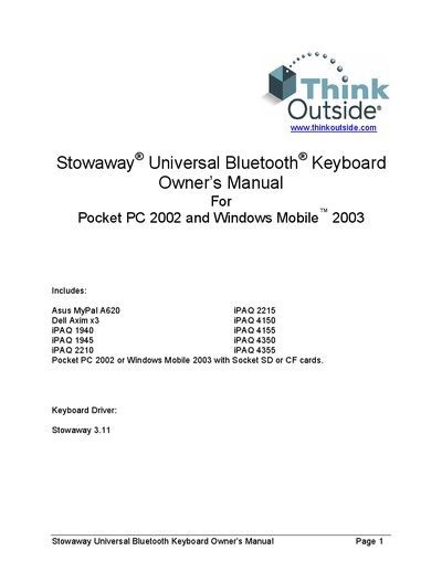 Stowaway Universal Bluetooth Keyboard User Manual - cover page