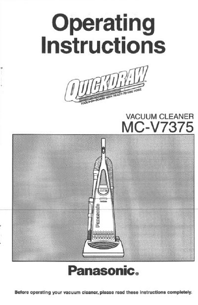 Panasonic MC-V7375 Vacuum Cleaner Operating Instructions - cover page