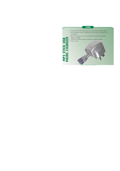 HAMA 14056 MP3 STICK USB MA NI S CHARGER - cover page