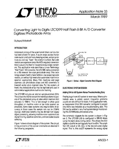 Linear Technology LTC1099 Half-Flash 8-Bit A/D Converter Application Note - cover page