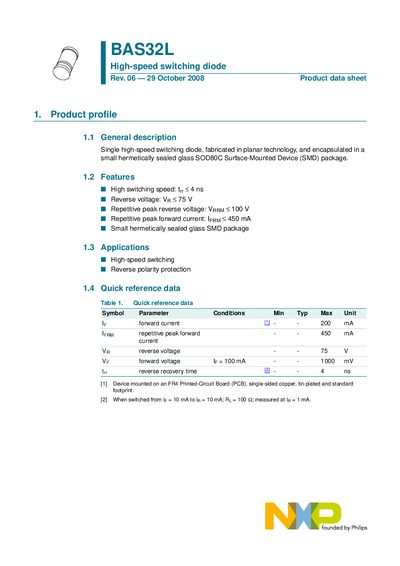 NXP BAS32L High-speed Switching Diode Datasheet - cover page