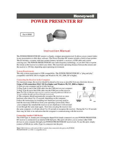 Honeywell Power Presenter RF Instruction Manual - cover page