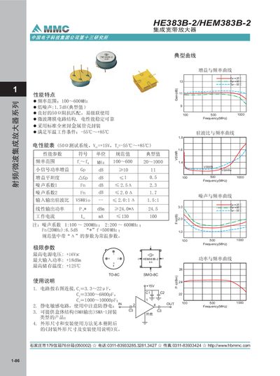 HBM HE383B-2/HEM383B-2 Integration Broadband Amplifier Manual - cover page