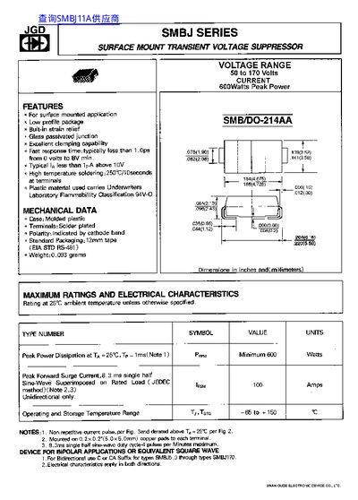 JGD SMB/DO-214AA Data Sheet - cover page