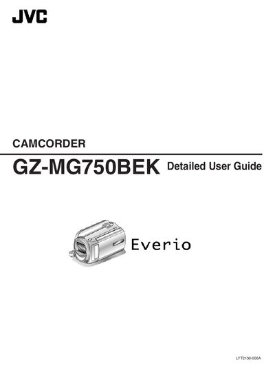 JVC GZ-MG750BEK Camcorder User Manual - cover page