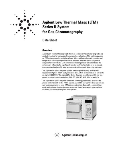 Agilent LTM Series II System for Gas Chromatography Data Sheet - cover page