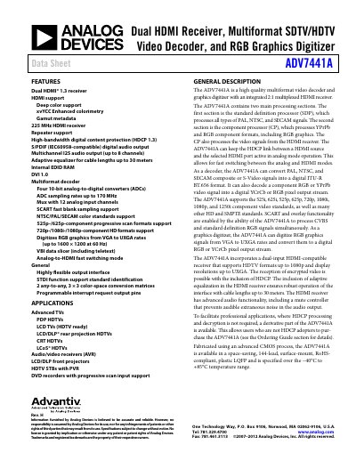Analog Devices ADV7441A Data Sheet