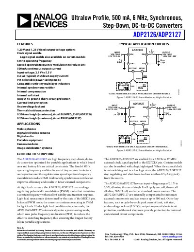 Analog Devices ADP2126/ADP2127 DC-DC Converter Datasheet - cover page