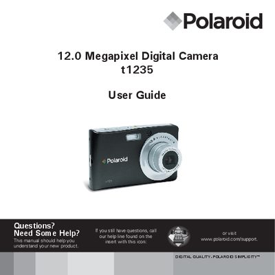 polaroid 12.0 Megapixel Digital Camera t1235 User Guide - cover page