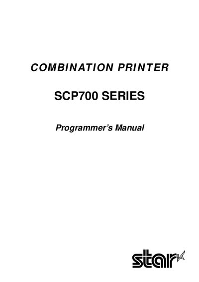 Star Micronics SCP700 Series Combination Printer Programmer's Manual - cover page