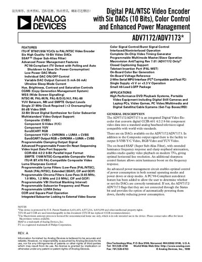 Analog Devices ADV7172/ADV7173 Video Encoder Handbook