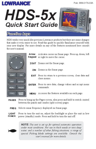 Lowrance HDS-5x Quick Start Guide - cover page