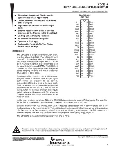 Texas Instruments CDC2516 Phase-Lock Loop Clock Driver Datasheet - cover page