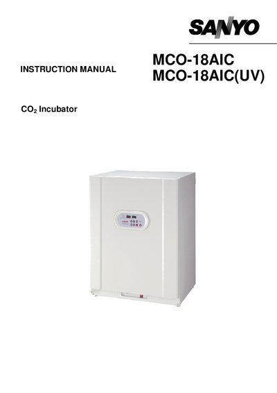Sanyo MCO-18AIC (UV) Incubator Instruction Manual