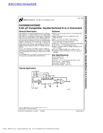National Semiconductor DAC0830/DAC0832 Datasheet