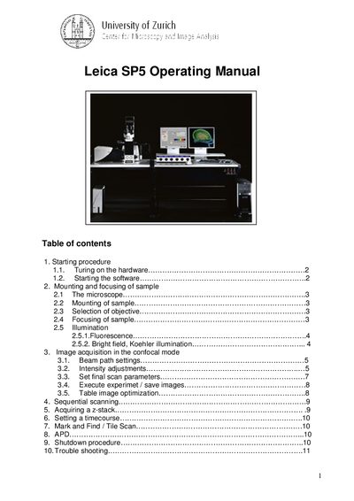 Leica SP5 Operating Manual - cover page