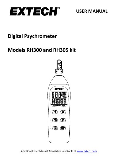 Extech RH300 and RH305 Digital Psychrometer User Manual - cover page