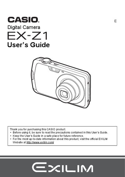 CASIO digital camera EX-Z1 users guide - cover page
