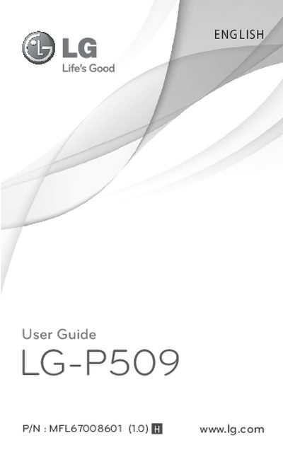 LG P509 User Guide - cover page
