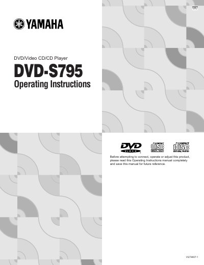 Yamaha DVD-S795 DVD/Video CD/CD Player Operating Instructions - cover page
