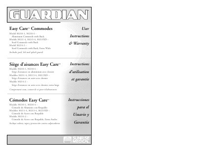 Sunrise Medical Easy Care Commode User Instructions - cover page
