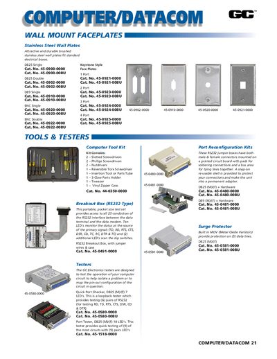 GC Wall Mount Faceplates Product Leaflet - cover page
