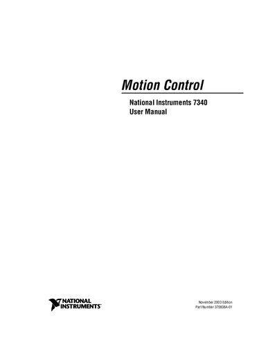 National Instruments 7340 User Manual - cover page