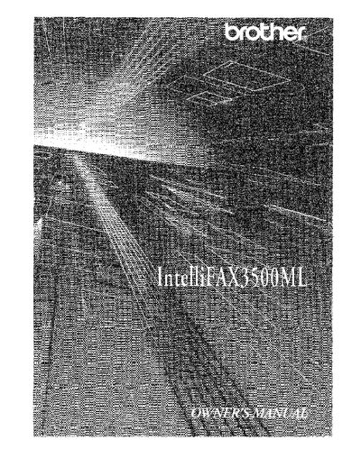 Brother IntelliFax 3500ML Owner's Manual - cover page