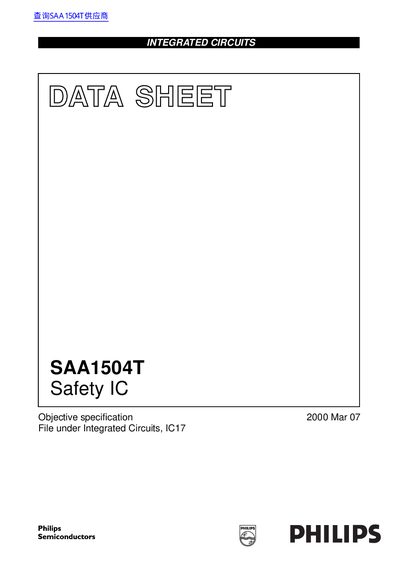 Philips SAA1504T Safety IC Datasheet - cover page