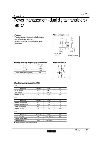 ROHM IMD10A Datasheet - cover page