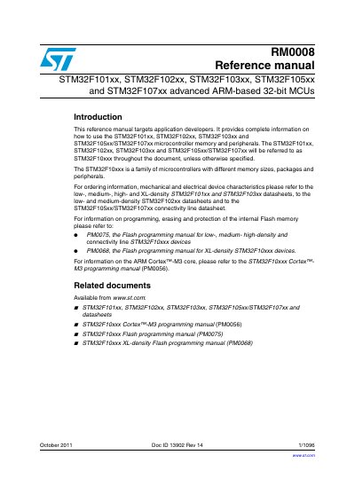 STM32F10xxx Reference Manual - cover page