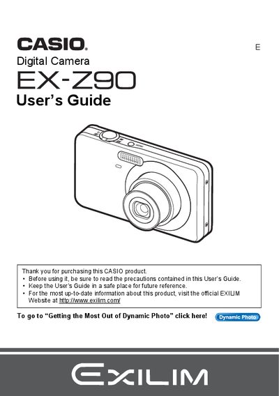 Casio EX-Z90 Digital Camera User's Guide