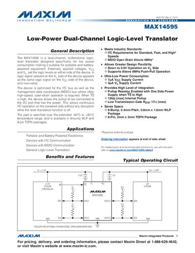 Maxim MAX14595 Datasheet - cover page