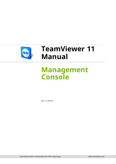 TeamViewer 11 Management Console User Manual - cover page