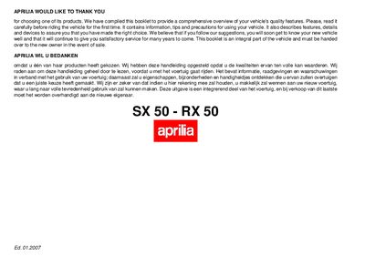 aprilia 854023 RX-SX 50 MY 2007 UK-NL Manual - cover page