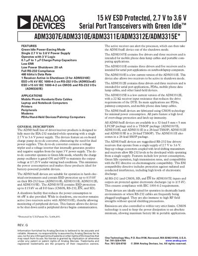 ANALOG DEVICES ADM3307E/ADM3310E/ADM3311E/ADM3312E/ADM3315E* Manual - cover page