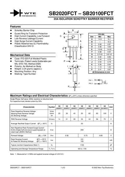 WTE SB2020FCT - SB20100FCT handbook - cover page